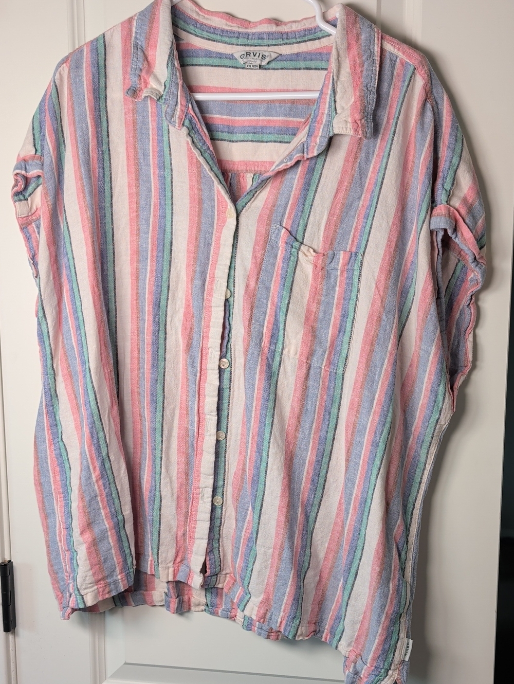 Orvis Pastel Multi-Stripe Button-Up Shirt - Picture 3 of 8